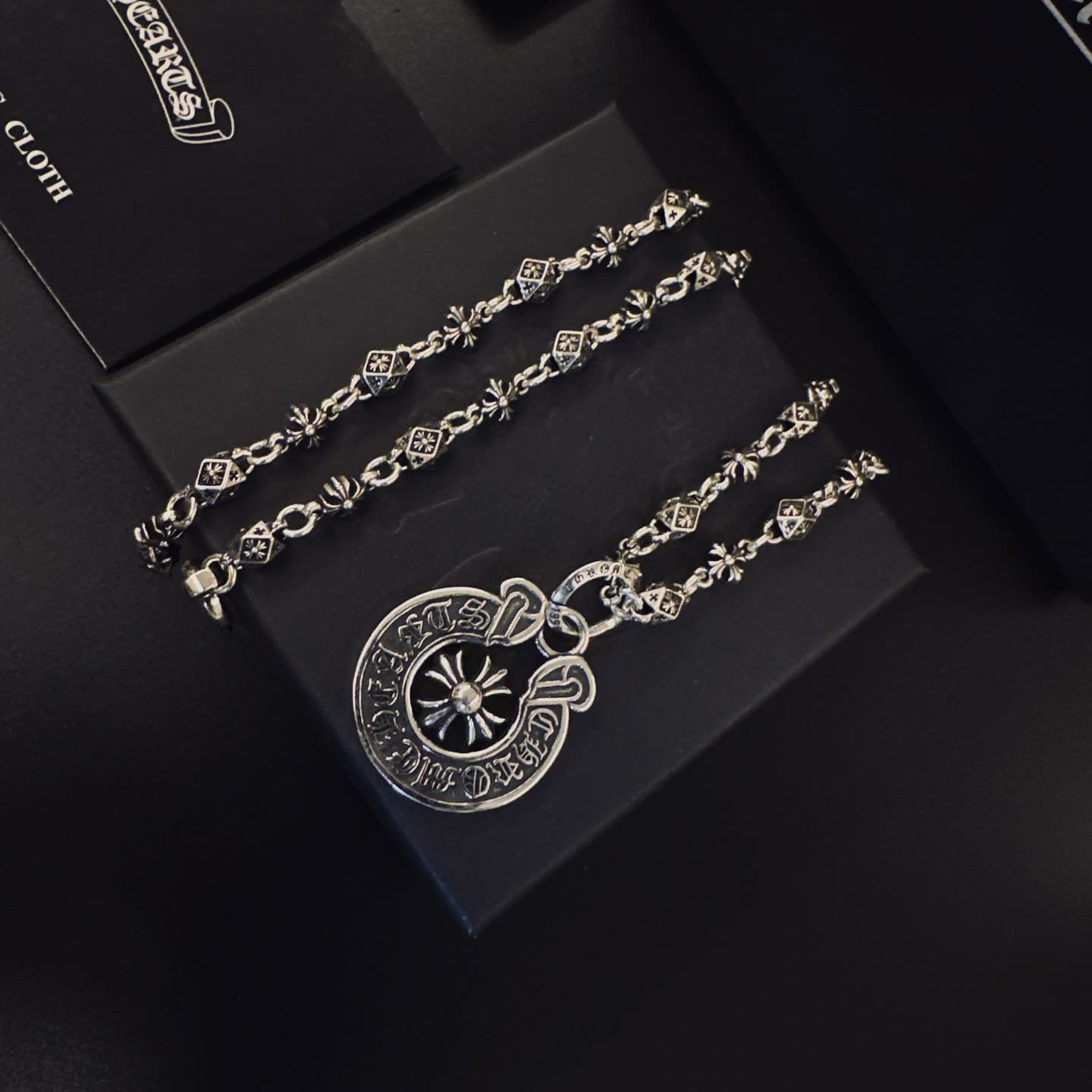 Chrome Hearts Silver Celtic Knot Design Pendant Necklace